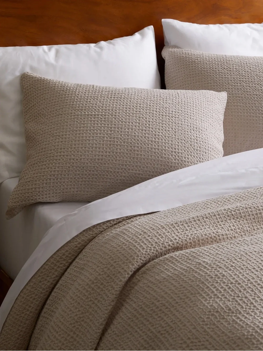 NEW Quince Organic Cotton Luxe Honeycomb Duvet Cover Set King California Sand
